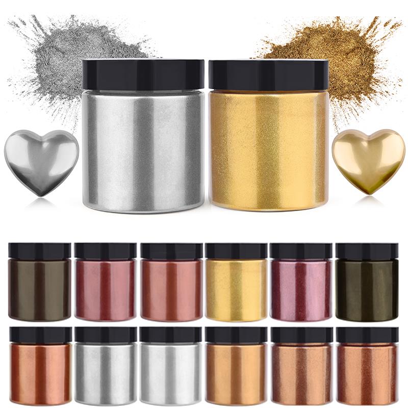 Resin Pigment Set - 50g Shimmer Metallic Oro Argento Colore
