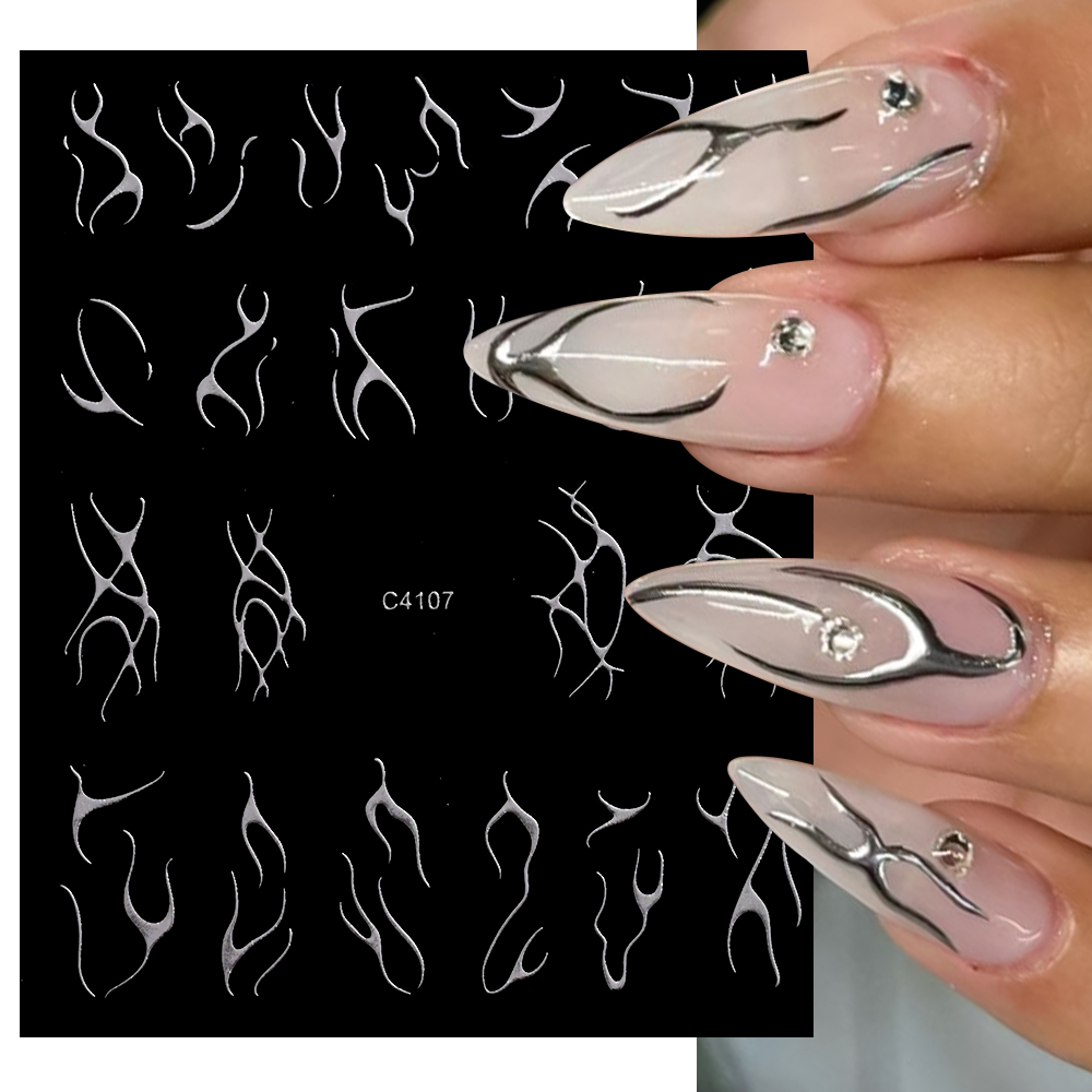 3D Silver Flame Nail Sticker G - Gold Foil Flakes recensione e prezzo